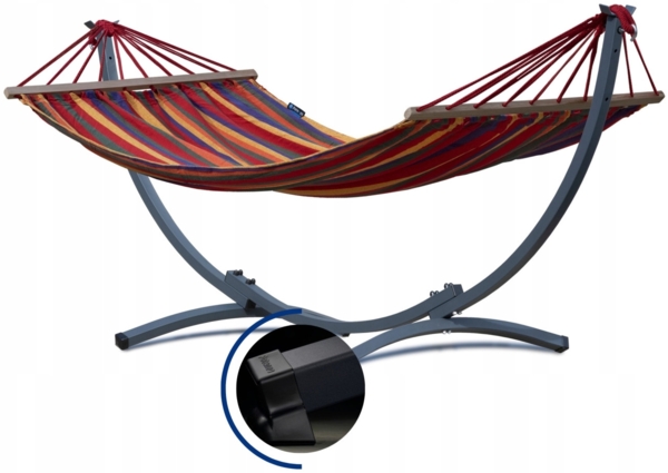 Potenza Stabhängematte mit Gestell I Stabiler Komapkt Rahmen 200kg - 250cm Balkon I Hängematte 200x120cm I Acadia XL Rot