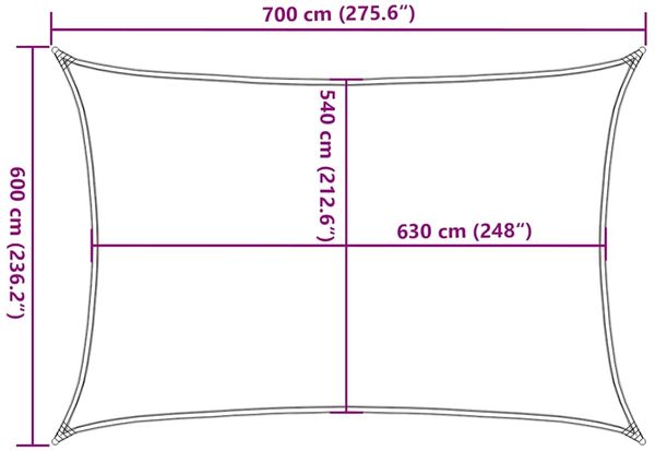vidaXL Sonnensegel 160 g/m² Rechteckig Blau 6x7 m HDPE 311524 Bild 10