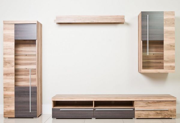 INOSIGN Wohnwand Roger,Breite 255 cm moderne Mediawand ohne Beleuchtung, (Set, 4-St), Anbuwand (Set,4-St) viel Stauraum, Glastüren