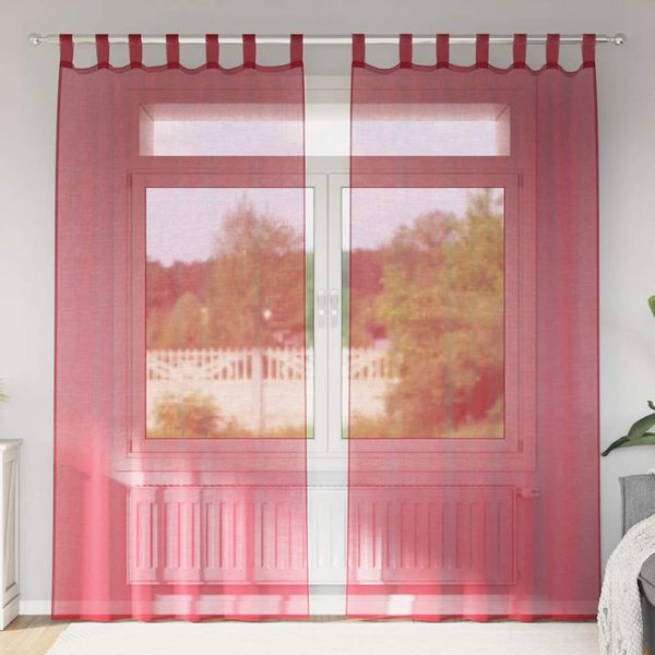 vidaXL Voile Vorhänge mit Schlaufen 2 Stk. Weinrot 140x245 cm 4102339
