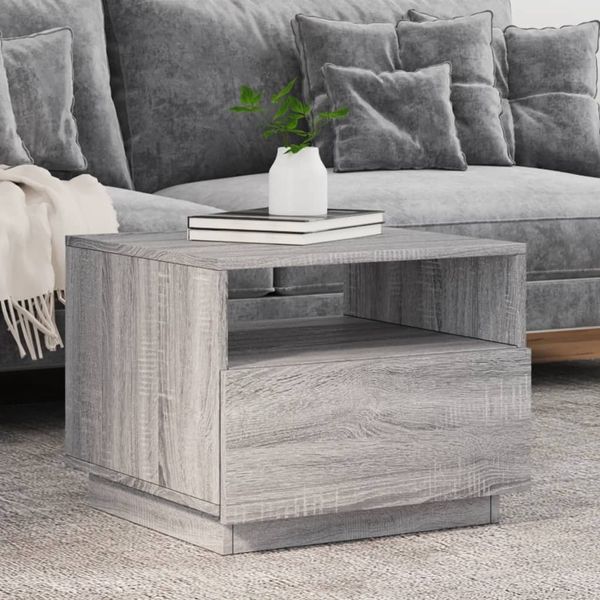 vidaXL Couchtisch mit LED-Leuchten Grau Sonoma 50x49x40 cm 839831