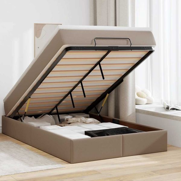 vidaXL Ottoman-Bett mit Matratze Cappuccino-Braun 120x190cm Kunstleder 3311030