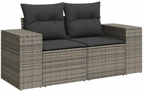 vidaXL 9-tlg. Garten-Sofagarnitur mit Kissen Grau Poly Rattan 3326851 Bild 5