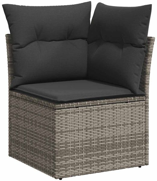 vidaXL 9-tlg. Garten-Sofagarnitur mit Kissen Grau Poly Rattan 3326851 Bild 4