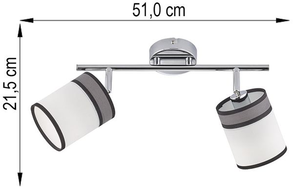 Deckenleuchte chrom, Textil grau-weiß, Spots verstellbar, L 51 cm Bild 5