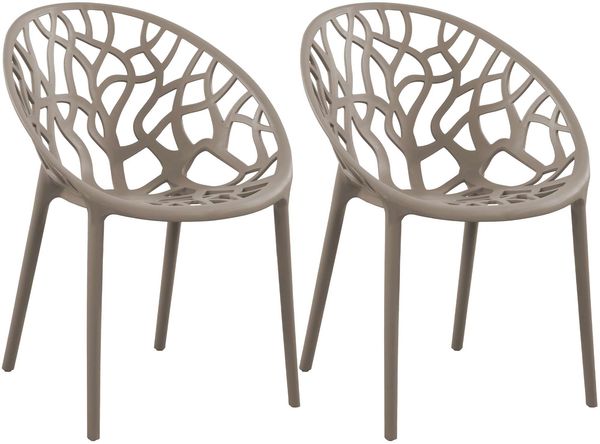 CLP 2er Set Gartenstühle Hope mit Lehne stapelbar wetterfest UV-beständig bis 150 kg,taupe