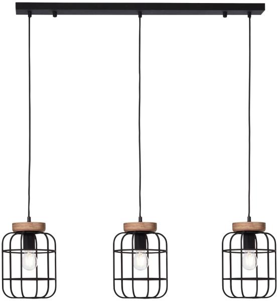 Brilliant Leuchten No. 99256-66 Pendelleuchte Gwen 3-flammig E27 schwarz antik holz