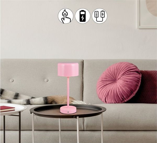 Reality Leuchten LED Tischleuchte JEFF, Tischlampe Kinderzimmer mit USB-C Ladekabel, Touch-Sensor, Dimmfunktion, LED fest integriert, Warmweiß, dimmbar, Höhe 30cm, Kinder Lampe warmweiß Leselampe, Akkuleuchte, Akku
