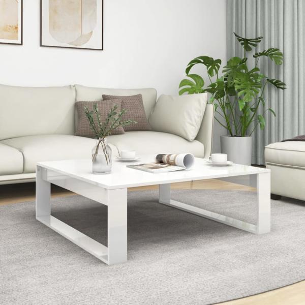 vidaXL Couchtisch Hochglanz-Weiß 100 x 100 x 35 cm Spanplatte [808636]