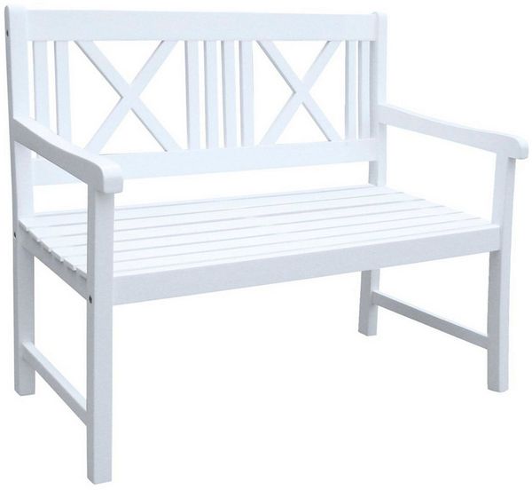 Home4Living Gartenbank Holzbank 2-Sitzer white washed Eukalyptus Sitzbank Bank