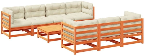 vidaXL 8-tlg. Garten-Sofagarnitur mit Kissen Wachsbraun Kiefernholz 3299325