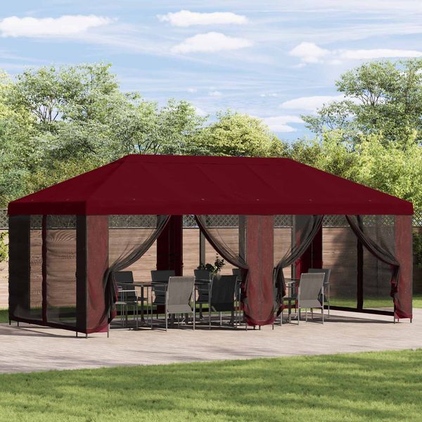 vidaXL Pavillon mit Seitenwänden 6 x 3 m Bordeauxrot 3376029
