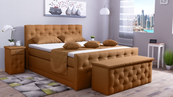 Meisterbetten Boxspringbett Babo 240x220 in WT-Braun, Matratzenbezug Nano, Komfortschaum-Topper, mit Fussteil