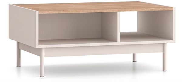 Selsey 'Dunea' Couchtisch mit offenen Fächern, Kaschmirgrau/Eichenholzoptik, 90x60 cm