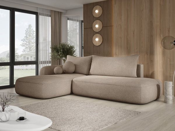 Luxusbetten24 Schlafsofa Designer Sofa Babu Bouclé, mit Stauraum und Schlaffunktion