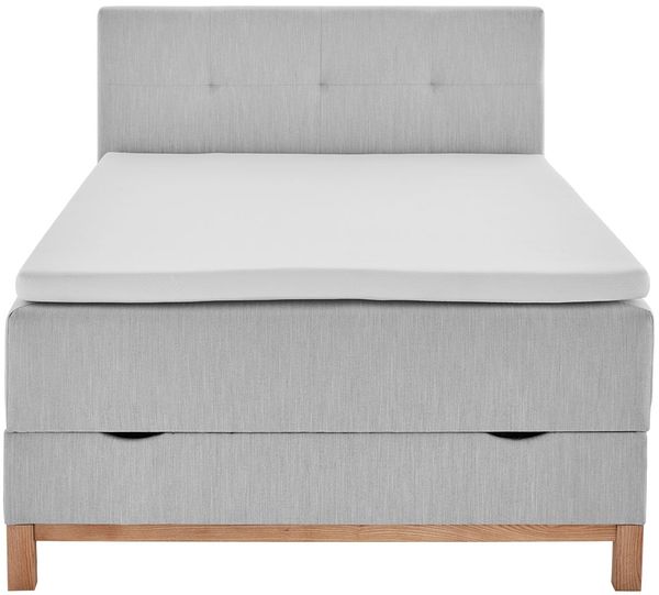 Boxspringbett Calais / Catania, Webstoff, Grau, 122 x 116 x 209 cm