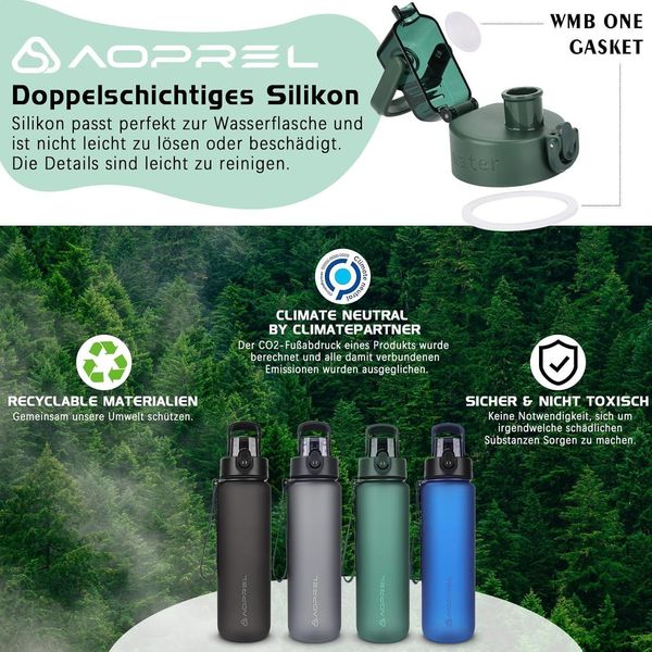 AOPREL Trinkflasche 1l BPA-Frei Tritan Sport Kohlensäure geeignet Auslaufsicher Bild 5