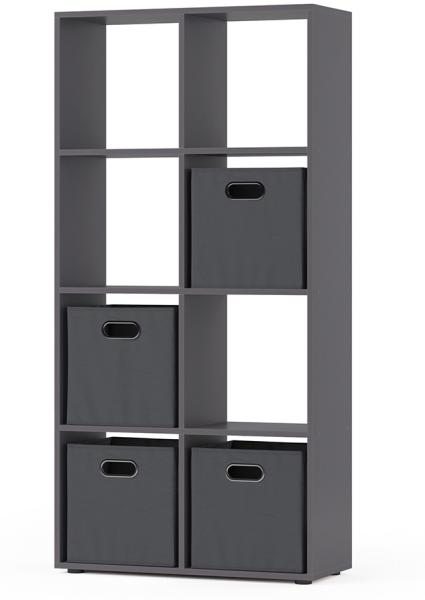 Vicco Raumteiler Standregal Bücherregal 8 Fächer Scutum Grau Hochregal Faltbox