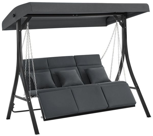 MCombo Hollywoodschaukel M MCombo Hollywoodschaukel Liegefunktion Gartenschaukel 3 Sitzer, 8018, 3-Sitzer, inkl. Sitzkissen, Wetterfest, UV-beständig, atmungsaktiv