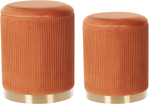 Pouf MIRAMAR 2er Set Orange Samtstoff 35 31 cm 35 31 cm