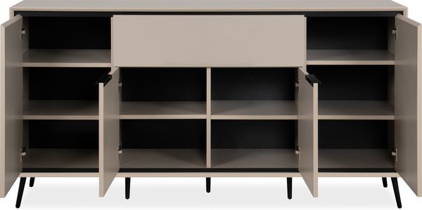 Finori Arona 51B Sideboard, sand / schwarz | Sideboard für Wohnzimmer | Maß: B x H x T ca. 175 x 90 x 38 cm | Sideboard mit 4 Türen und 1 Schubkasten Bild 2