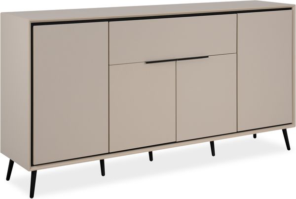 Finori Arona 51B Sideboard, sand / schwarz | Sideboard für Wohnzimmer | Maß: B x H x T ca. 175 x 90 x 38 cm | Sideboard mit 4 Türen und 1 Schubkasten Bild 6