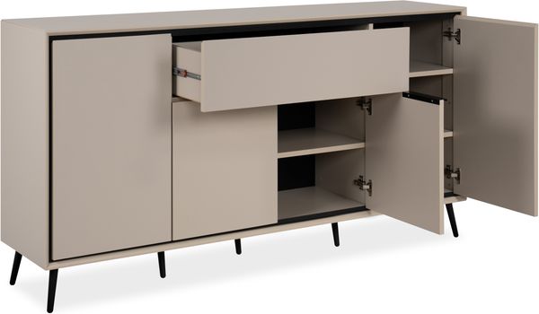 Finori Arona 51B Sideboard, sand / schwarz | Sideboard für Wohnzimmer | Maß: B x H x T ca. 175 x 90 x 38 cm | Sideboard mit 4 Türen und 1 Schubkasten Bild 4