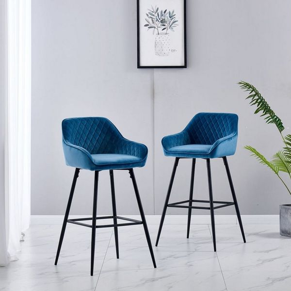 JYMTOM Barhocker Kunstleder Barhocker, 2er-Set, Barstühle mit gepolsterter Sitz, Rücken-/Armlehnen und Metallbeinen für Küche,und Esszimmer.(2,Teal)