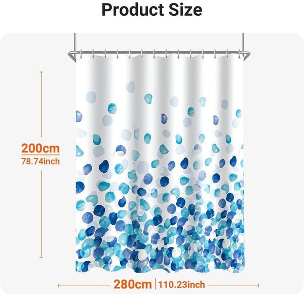 Duschvorhang Blaue Blütenblätter 280x200cm Textil Antischimmel wasserabweisend Bild 7
