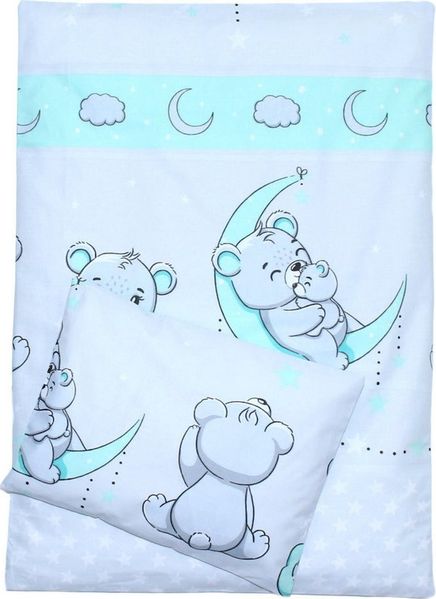 Kinderwagenset Baby Bettwäsche für Kinderwagen Bezüge Decke Kissen (Minze, 2 tlg)