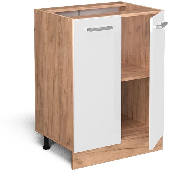 Küchenunterschrank R-Line Weiß Hochglanz 60 cm , AP Eiche Vicco Bild 4