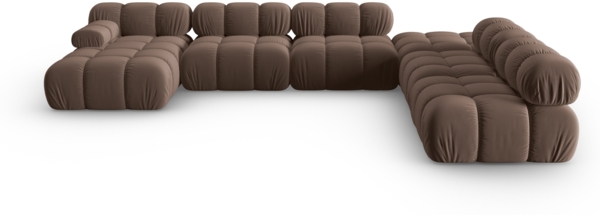 Micadoni Modulares Panorama Ecksofa Bellis 7-Sitzer Rechts Samt Bluvel Dunkelbraun