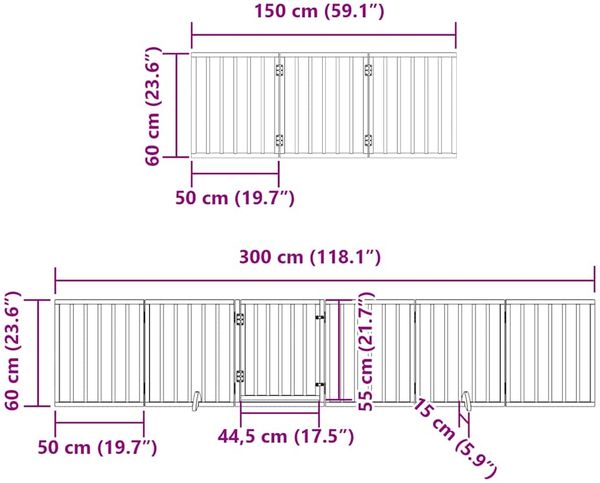 vidaXL 12-tlg. Hundetor mit Tür Faltbar 600 cm Pappelholz 3155530 Bild 12