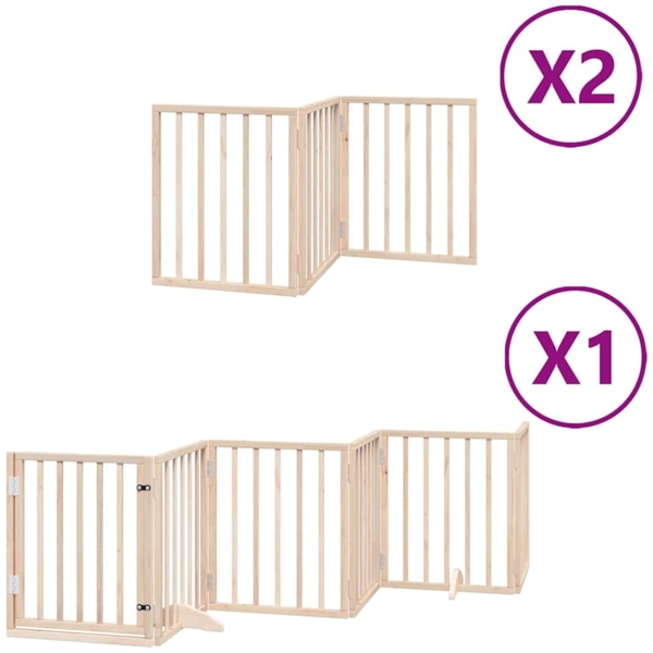 vidaXL 12-tlg. Hundetor mit Tür Faltbar 600 cm Pappelholz 3155530