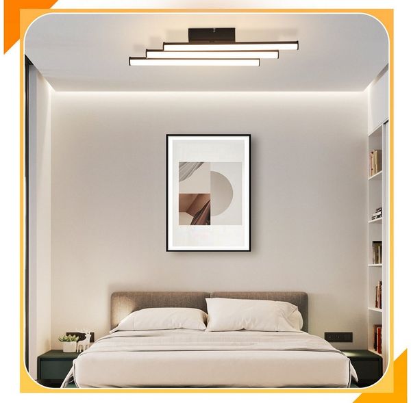 ZMH LED Deckenleuchte Wohnzimmer Schwarz Modern Wadnleuchte Innen 3000K für Küche Flur, Augenschutz, Einfache Installtion, LED fest integriert, Warmweiß Bild 3