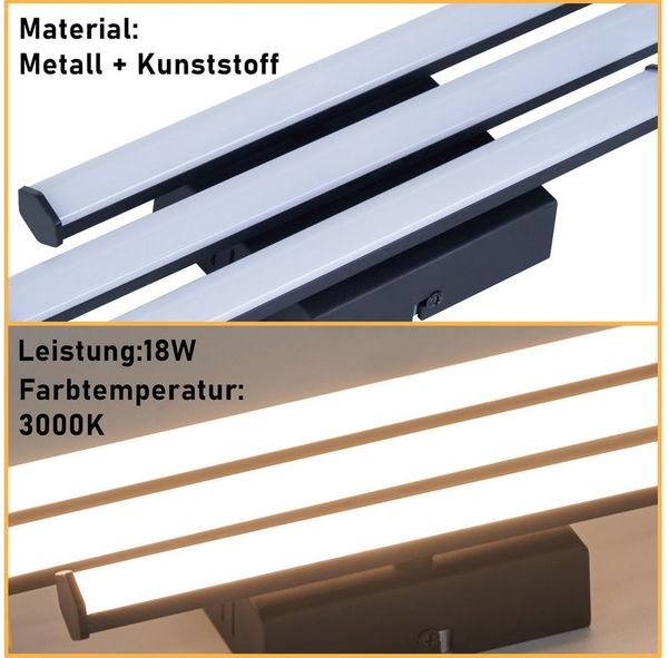 ZMH LED Deckenleuchte Wohnzimmer Schwarz Modern Wadnleuchte Innen 3000K für Küche Flur, Augenschutz, Einfache Installtion, LED fest integriert, Warmweiß Bild 4