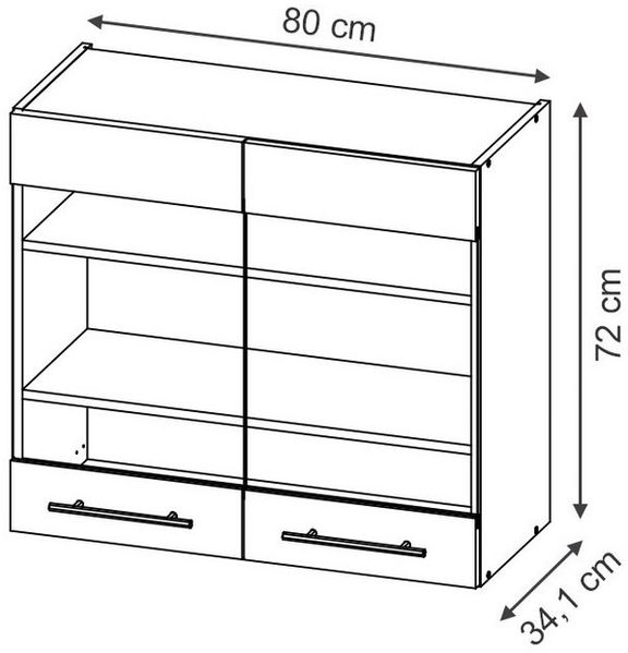 Küchenglasschrank Fame-Line Goldkraft Eiche 80 cm Vicco Bild 2