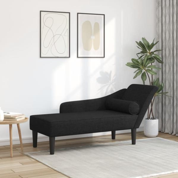 vidaXL Chaiselongue mit Kissen Schwarz Stoff