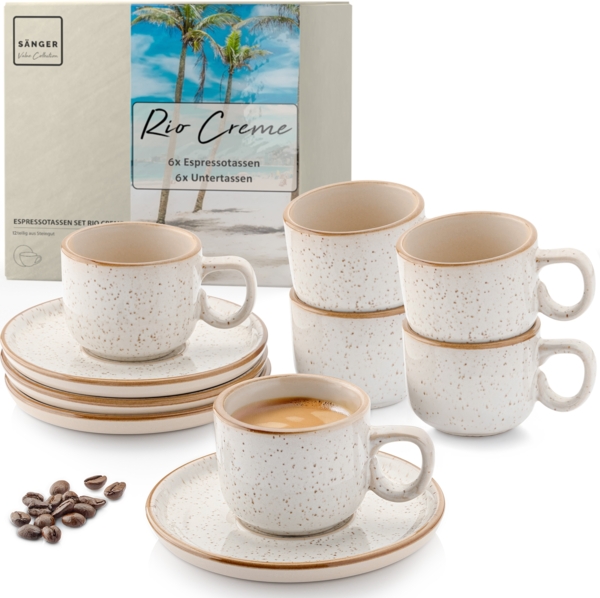 SÄNGER Espressotassen Set Rio Creme 12 teilig für 6 personen