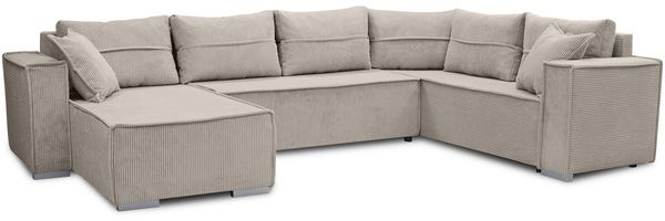 AX LIVING Ecksofas groß Lovere 314 cm – Sofa beige mit Schlaffunktion & Strukturstoff
