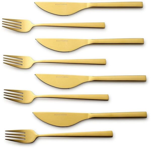 ECHTWERK Besteck-Set Pizzabesteck (8-tlg), Edelstahl, Pizzaset, Steakbesteck, Essbesteck aus Edelstahl