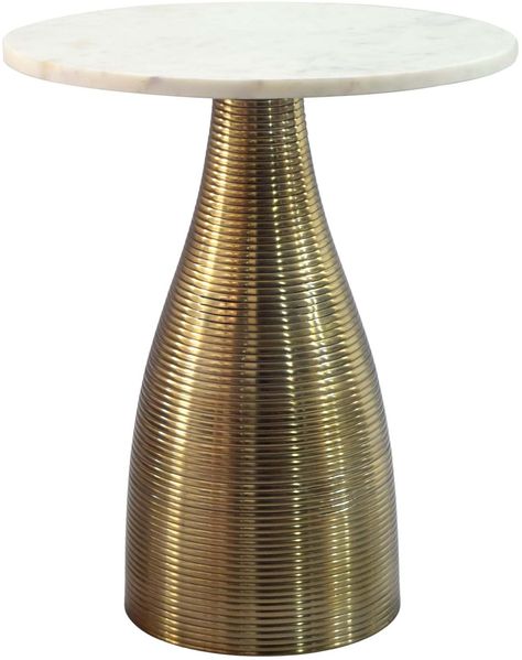 Beistelltisch Rund 40cm Gold mit Massiver Marmorplatte Weiß - Wohnzimmertisch Naturstein Anstelltisch - Sofatisch Design Metall Couchtisch - Wohnzimmer Tisch Modern Handmade