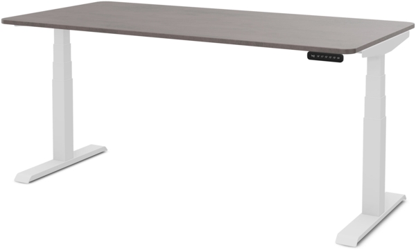 ASSMANN Elektrisch Höhenverstellbarer Familien Schreibtisch Pitino Curved 160x70cm Sichtbeton Anthrazit Signalweiß Metall Holz