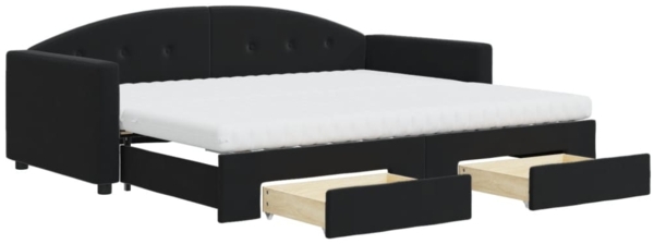 vidaXL Tagesbett Ausziehbar mit Schubladen Schwarz 90x190 cm Samt 3197388