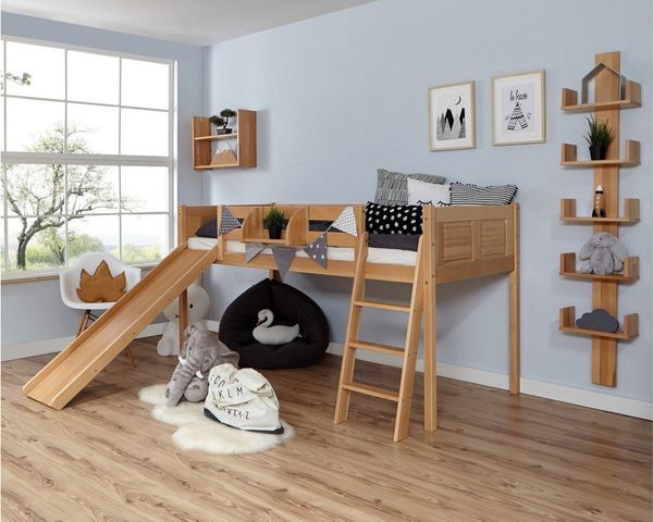 Rutschbett "Ekki" Country 90x200 Buche massiv Natur