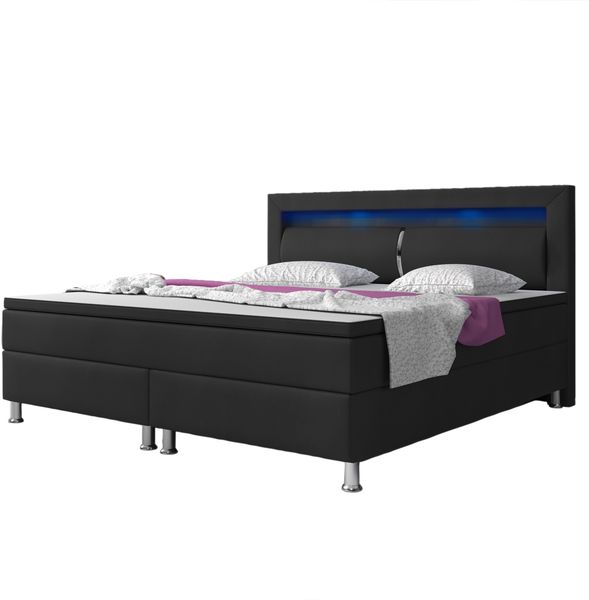 Boxspringbett Milano 180x200 cm Kunstleder Schwarz