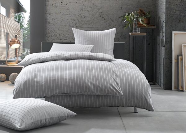 Bettwaesche-mit-Stil Damast Mako-Satin Wendebettwäsche grau Kissen 40x40