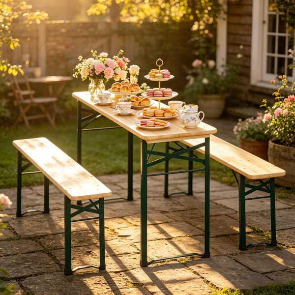 Bequemes Partymöbelsatz,Gartenmöbelsatz,Biermöbelsatz,Klappbarer Tisch und Bank
