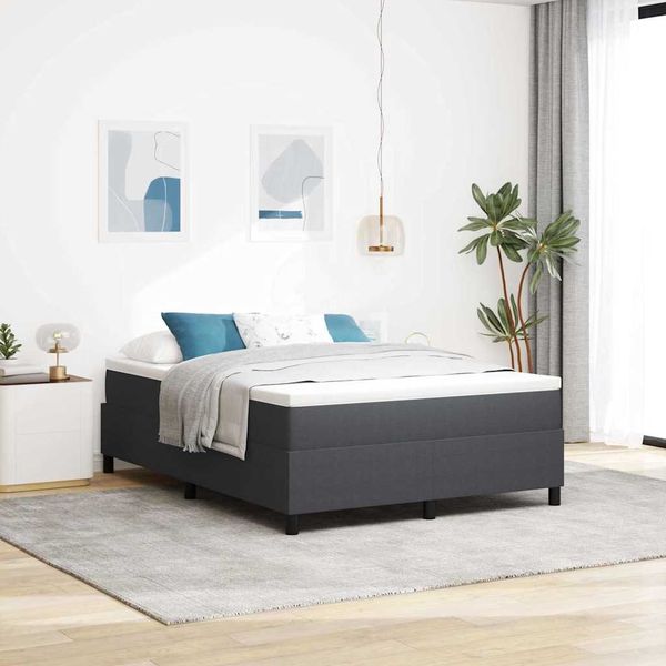 vidaXL Boxspringbett Dunkelgrau und Weiß 160 x 200 cm Cordstoff 3337473