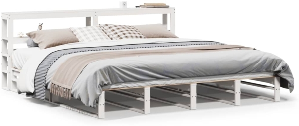 vidaXL Massivholzbett ohne Matratze Weiß 180x200 cm Kiefernholz 3306505